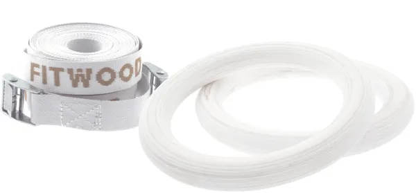 FitWood ULPU MINI Gymnastikringar 28mm - Vit yta / Vit rem