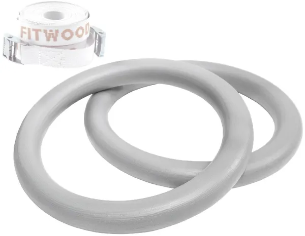 FitWood ULPU Gymnastikringar 28mm - Grå yta / Vit rem