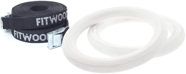FitWood ULPU MINI Gymnastikringar 28mm - Vit yta / Svart rem